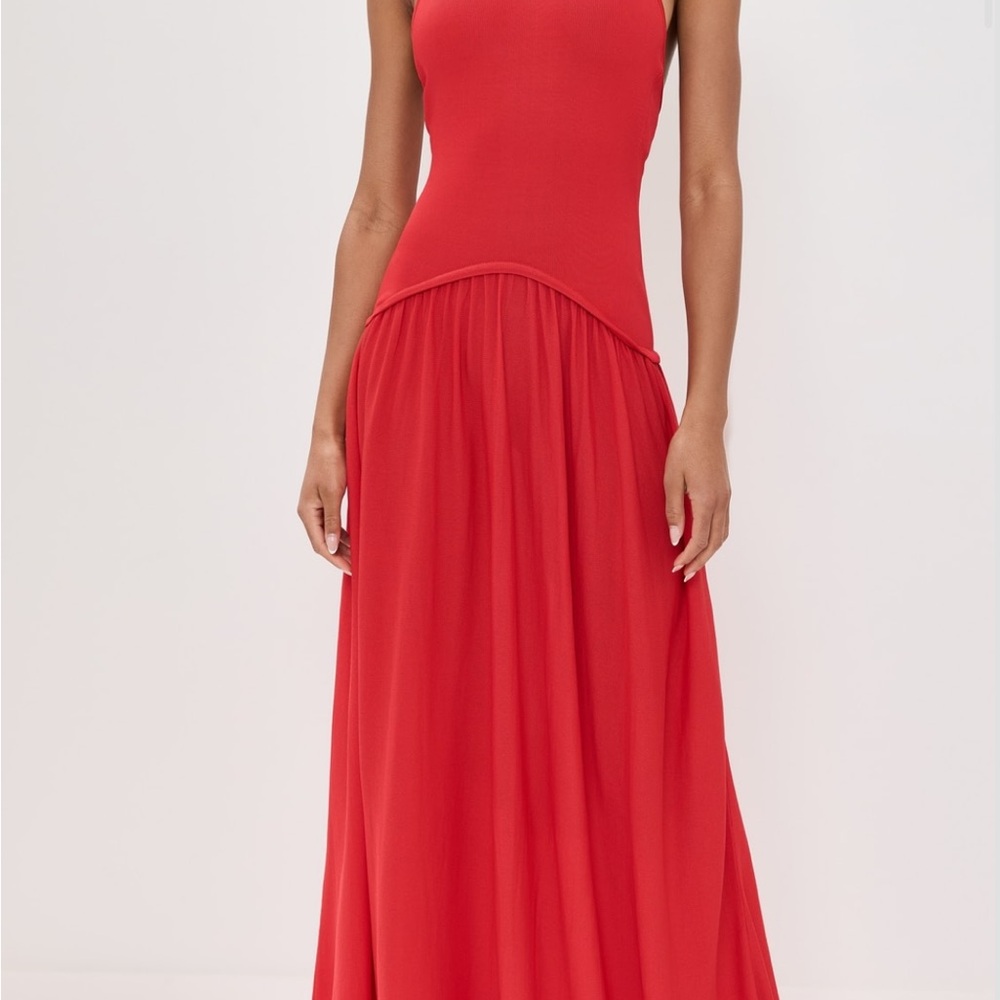 Solid & Striped- Halter Soglio Dress: Apple Red, XS